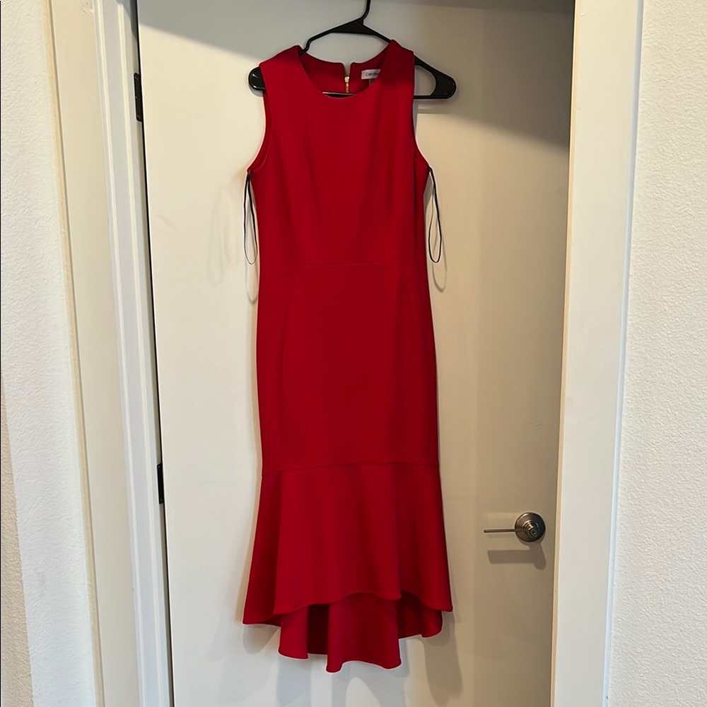 Calvin Klein Red Halter Sheath Dress